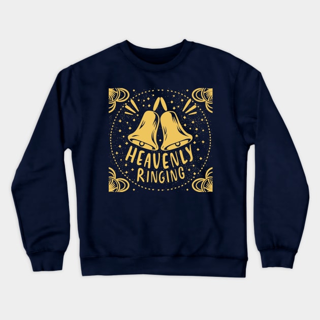 Heavenly Ringing For Handbell Ringers Choir Blue Background Crewneck Sweatshirt by SubtleSplit